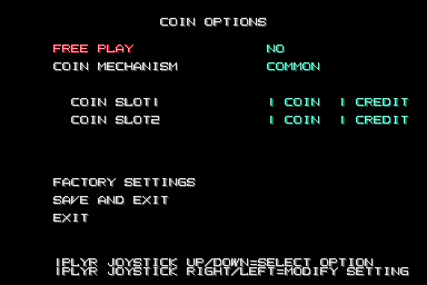 Xexex (ver EAA) (xexex) default Coin Options settings, MAME 0.250