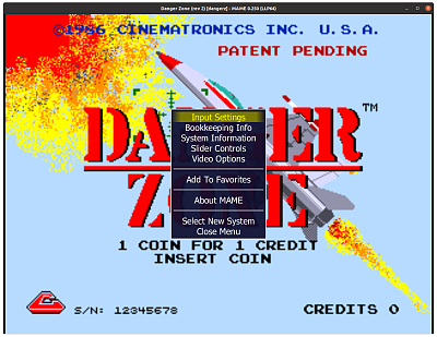 Danger Zone (rev 2) (dangerz), no DIP switches, MAME 0.250