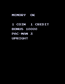 Pac-Man (Midway) (pacman) default settings, internal display, MAME 0.250