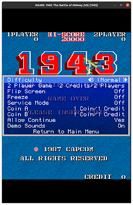 1943: The Battle of Midway (US) (1943) default settings, MAME 0.106