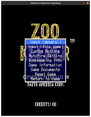 Zoo Keeper (set 1) (zookeep), default no DIP switches, MAME 0.106