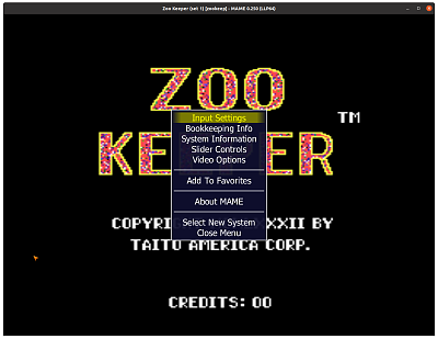 Zoo Keeper (set 1) (zookeep), default no DIP switches, MAME 0.250