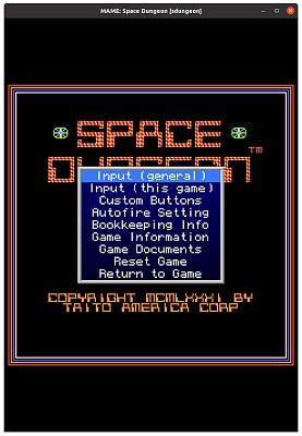 Space Dungeon (sdungeon), default no DIPs, MAME 0.106
